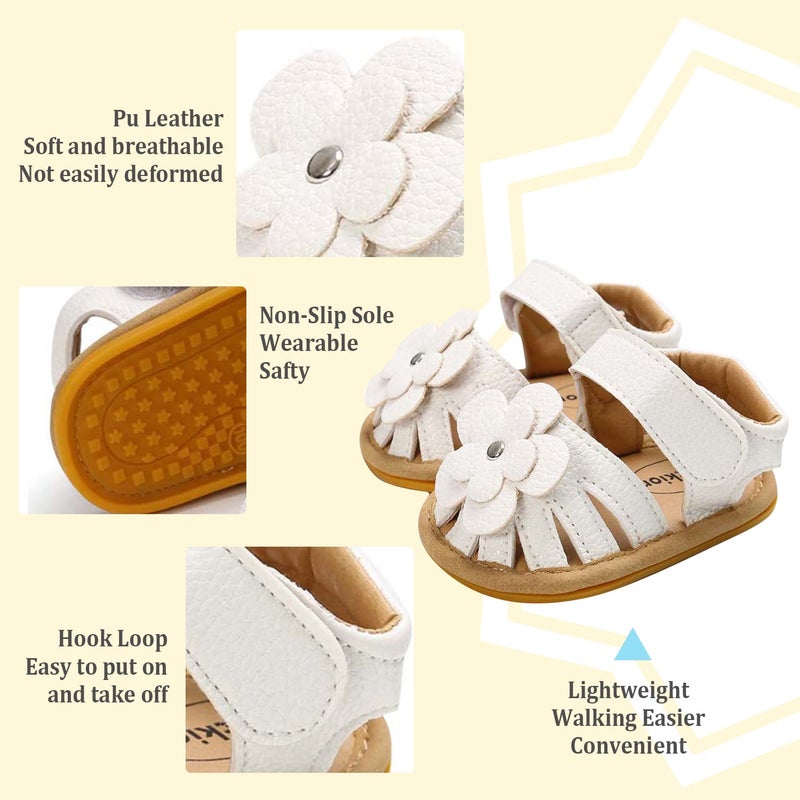 Babelvit Infant Baby Girl Boy Sandals Comfort Premium Summer Outdoor Casual Beach Shoes with Flower Bowknot Anti Slip Rubber Sole Newborn Toddler Prewalker First Walking Shoes - Image 5